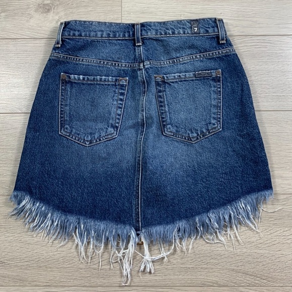 7 For All Mankind Raw Hem Jean Mini Skirt - Picture 3 of 9